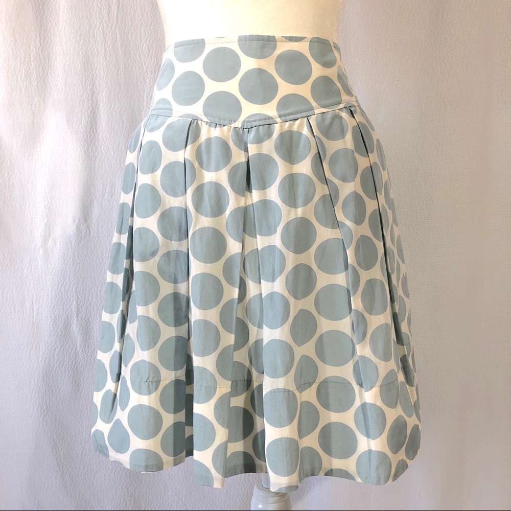 Banana Republic Pleated Silk Blend Polka Dot Skirt